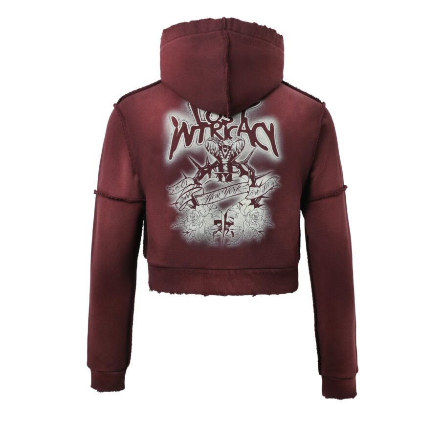 Lost Intricacy Burgundy Rhinestone Zip-Up Hoodie - Image 2