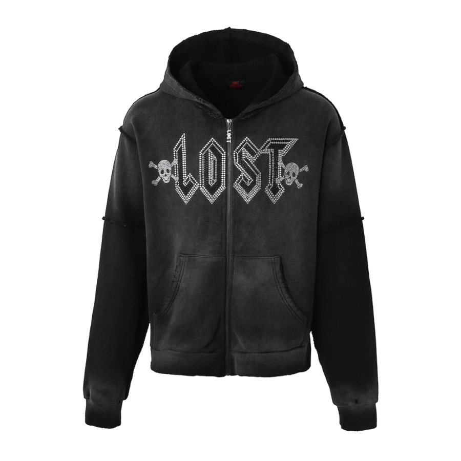 Lost Intricacy "Black Washed" Zip Up Hoodie