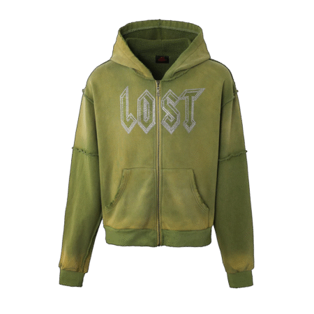Lost Intricacy "Green Rhinestone" Zip Up Hoodie
