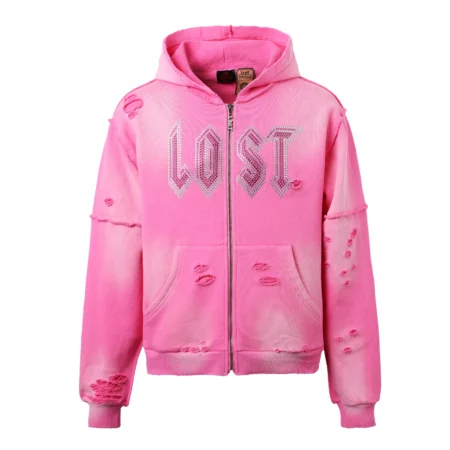 lost in tricacy Men's Pink Zip Up